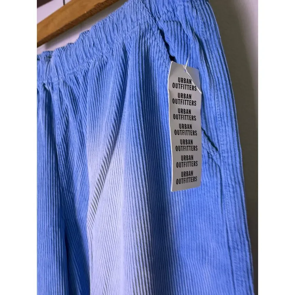 Urban Outfitters Sky Blue Wide Leg Corduroy Pull On Pants NWT Size Large - Picture 3 of 6